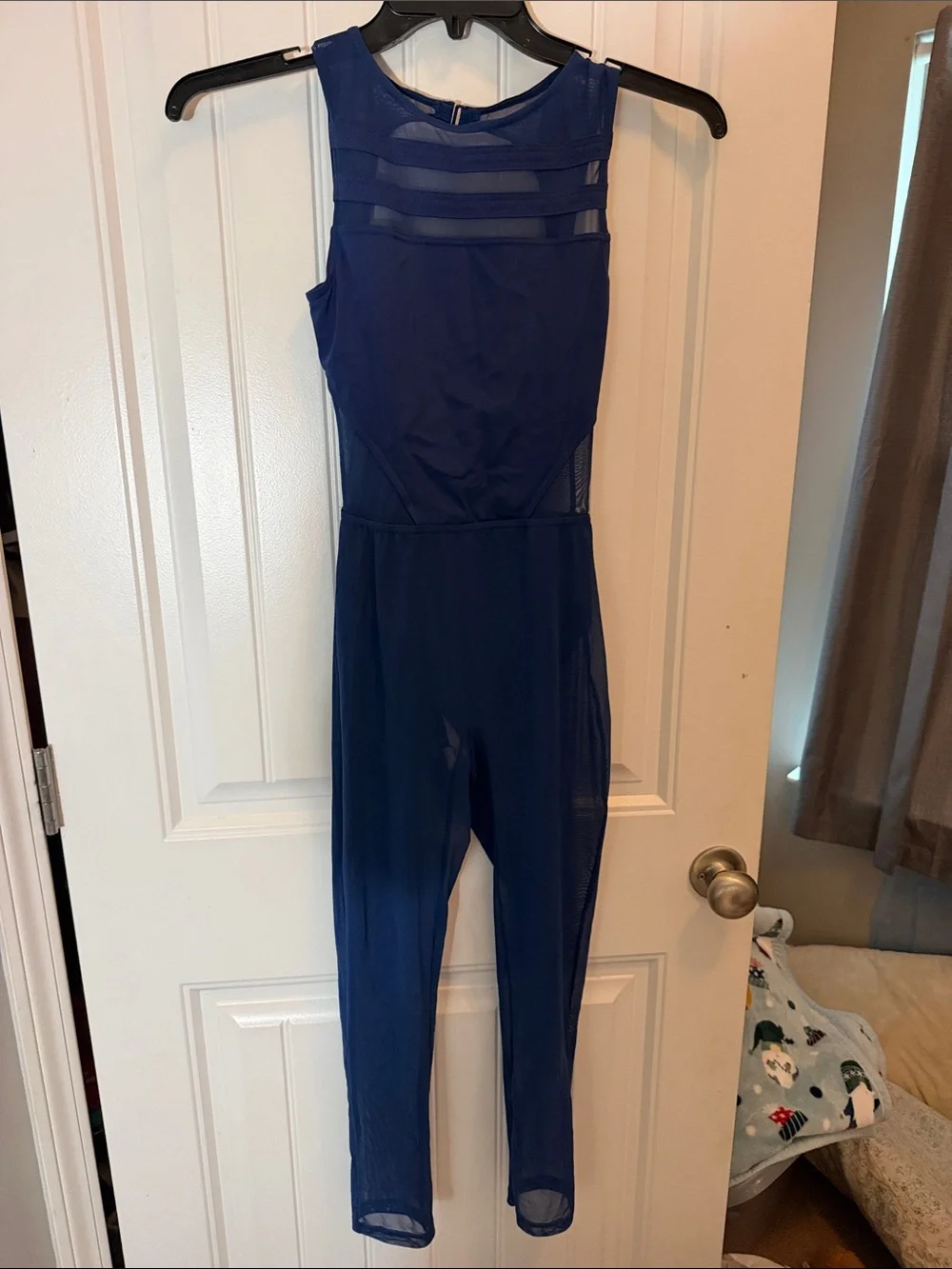 Weissman Royal Blue Mesh Dance Jumpsuit